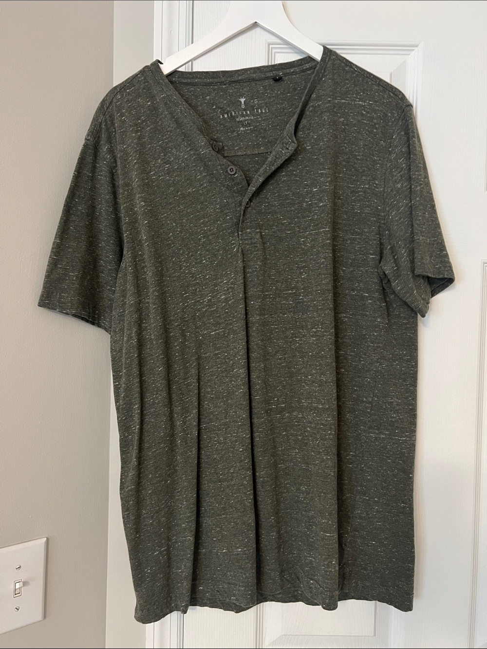 American Tall Olive Short Sleeve Henley Tee